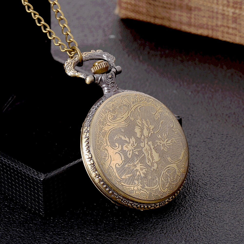 8829 Copper Color Pocket Watch Red Embossed Pocket Watch