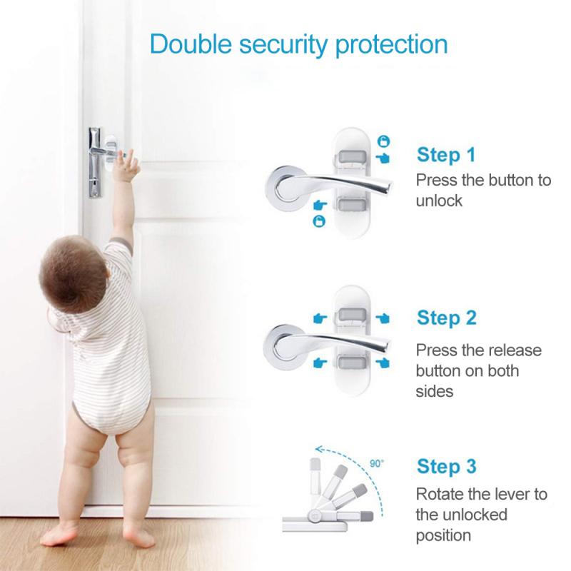 Upgraded Door Lever Lock Childproof Door Handle Locks Prevent Toddler Kids To Open Bedroom/Bathroom/Kitchen Door
