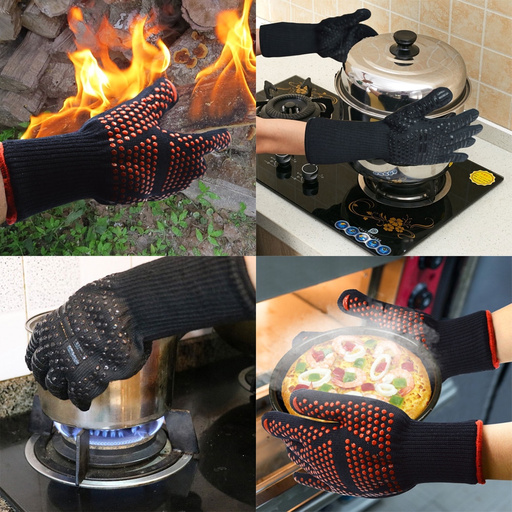 Silikon Multi-Zweck Handschuhe Backen BBQ Grill Handschuh extrem Hitze Beständig Ofen Ärmeln Küche Grill Grillen Werkzeuge