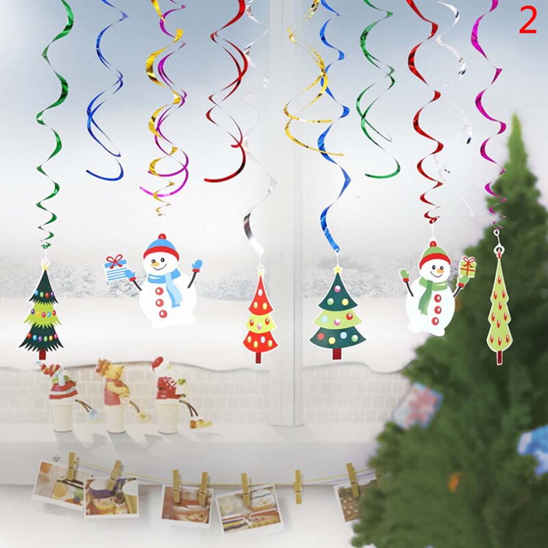 Kerst Banners Papier Hangende Vlaggen Kerstman Sneeuwpop Herten Kerstboomgors Garland Vrolijk Kerstfeest Decoraties Voor Thuis: N2