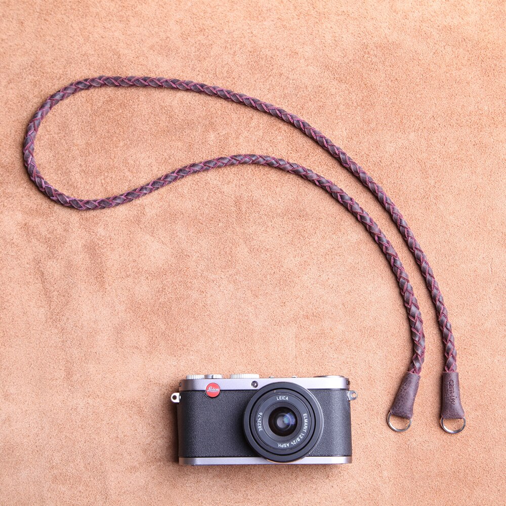 Cam-in  cs205 læder flettede slr kameraremme digital mikro enkelt kamera skulderrem rundt hul grænseflade lanyard