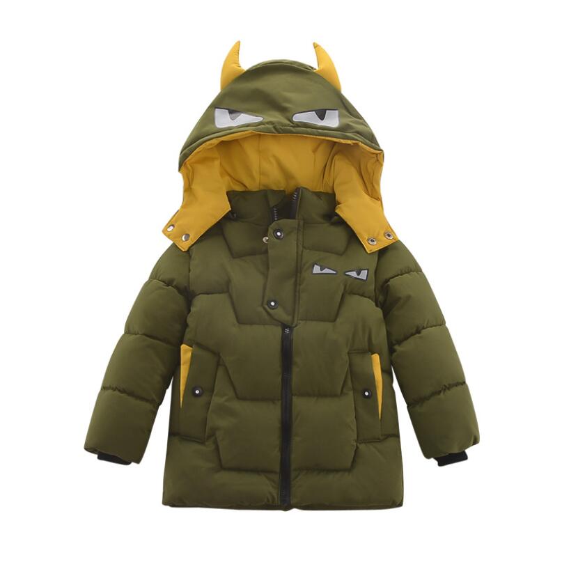 Baby Jongens Winter Warme Jas 1-5T Kleine Kinderen Katoen Gevoerde Capuchon Cartoon Jas Baby Peuter Snowsuit kinderen Uitloper