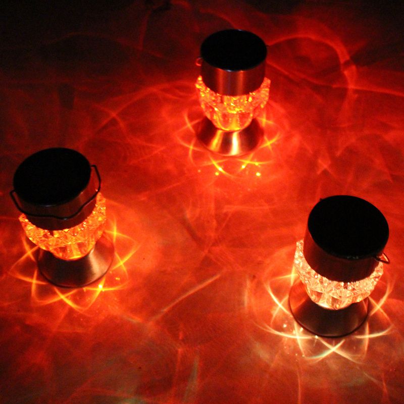 7 Color Changing LED Lantern Lamp Hanging Solar Light Crystal Waterproof Outdoor