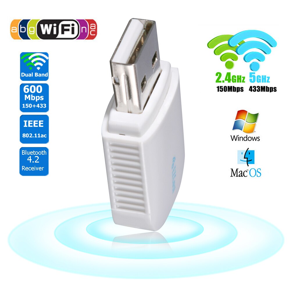 USB WLAN Adapter Bluetooth 600Mbps Dual-Band Wireless Dongle für EzCast 2.4G 5G