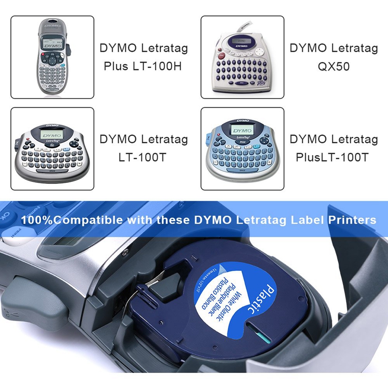 Unistar 91201 91200 12267 compatible pour Dymo Letratag 12m x 4m rubans de papier plastique 91330 91331 Letratag LT-100h étiqueteuse