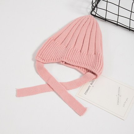 Suave, de punto bebé sombrero foto recién gorra con accesorios de Color sólido Infantil Niño niña gorro otoño invierno cálido Gorro con orejas: Rosa