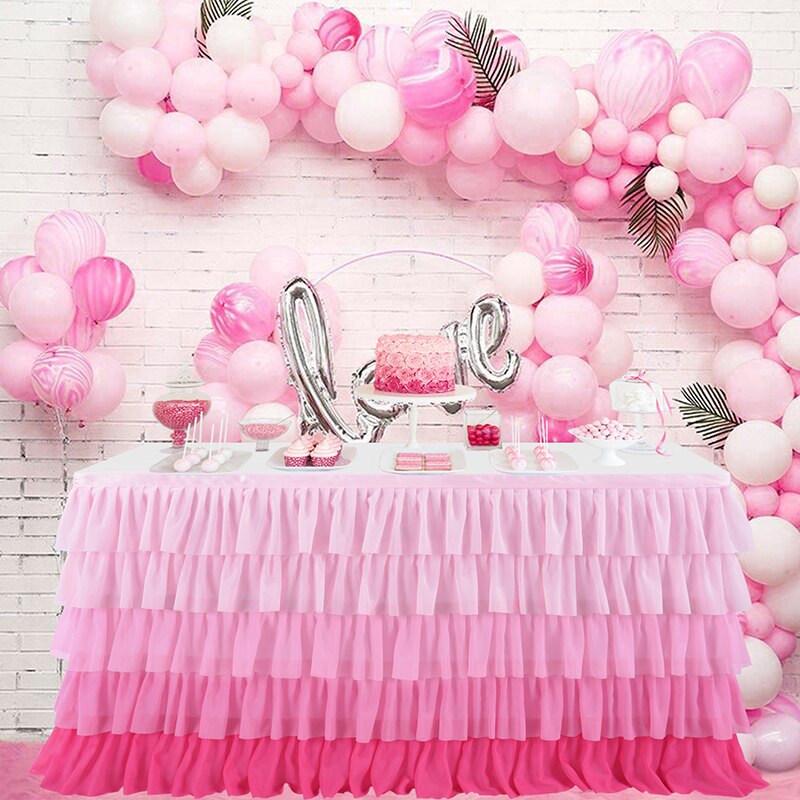 Rainbow Tablecloth Table Skirt 6 Colors Rectangular Table Birthday Party Christmas Decoration Easy To Install
