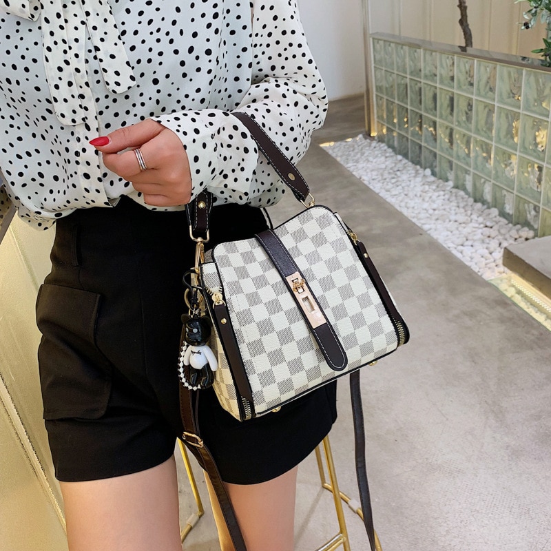 PU Leather Handbags Small Crossbody Bags For Women Shoulder Bucket Bag Female Messenger Bags Black