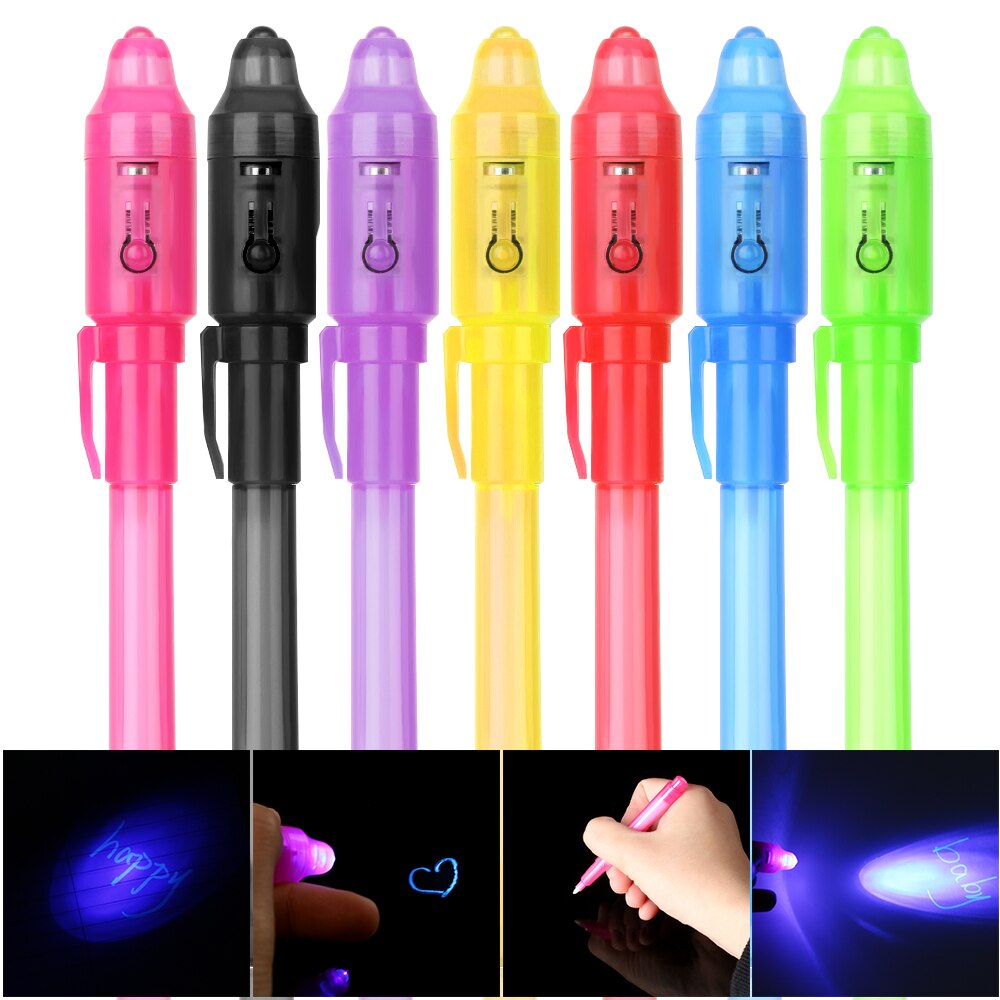 3Pcs/Set Invisible Ink Pen Built in UV Light Magic Secret Message Gadget