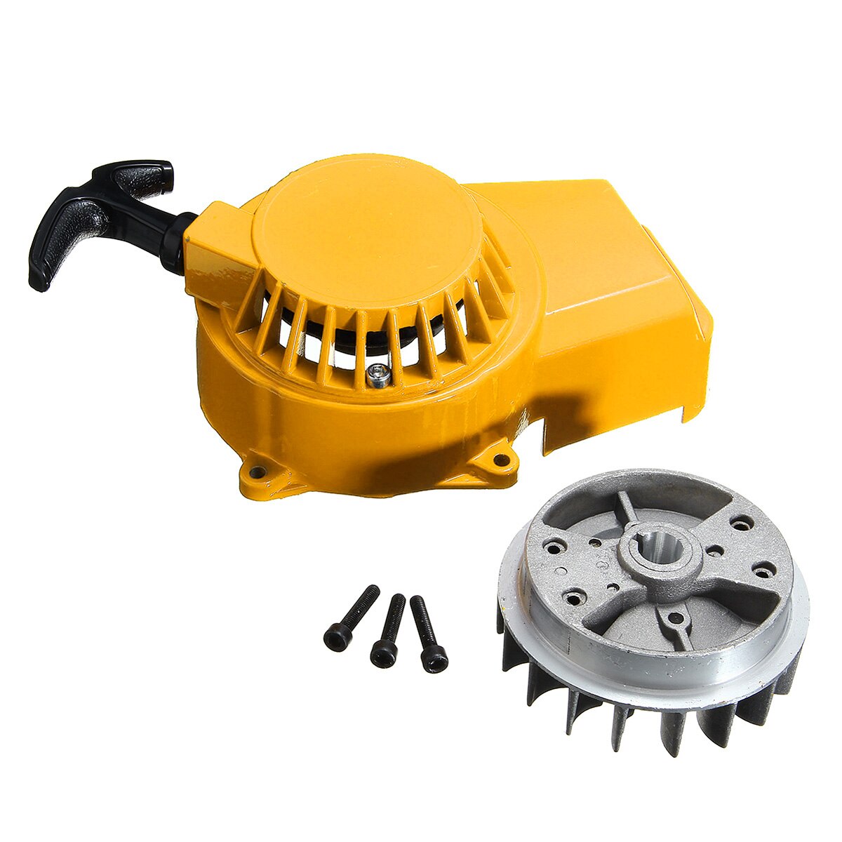 47cc 49cc motorcykel 2- takts pull start pull starter svänghjul legering för mini motorcykel smuts atv fyrhjuling: Gul