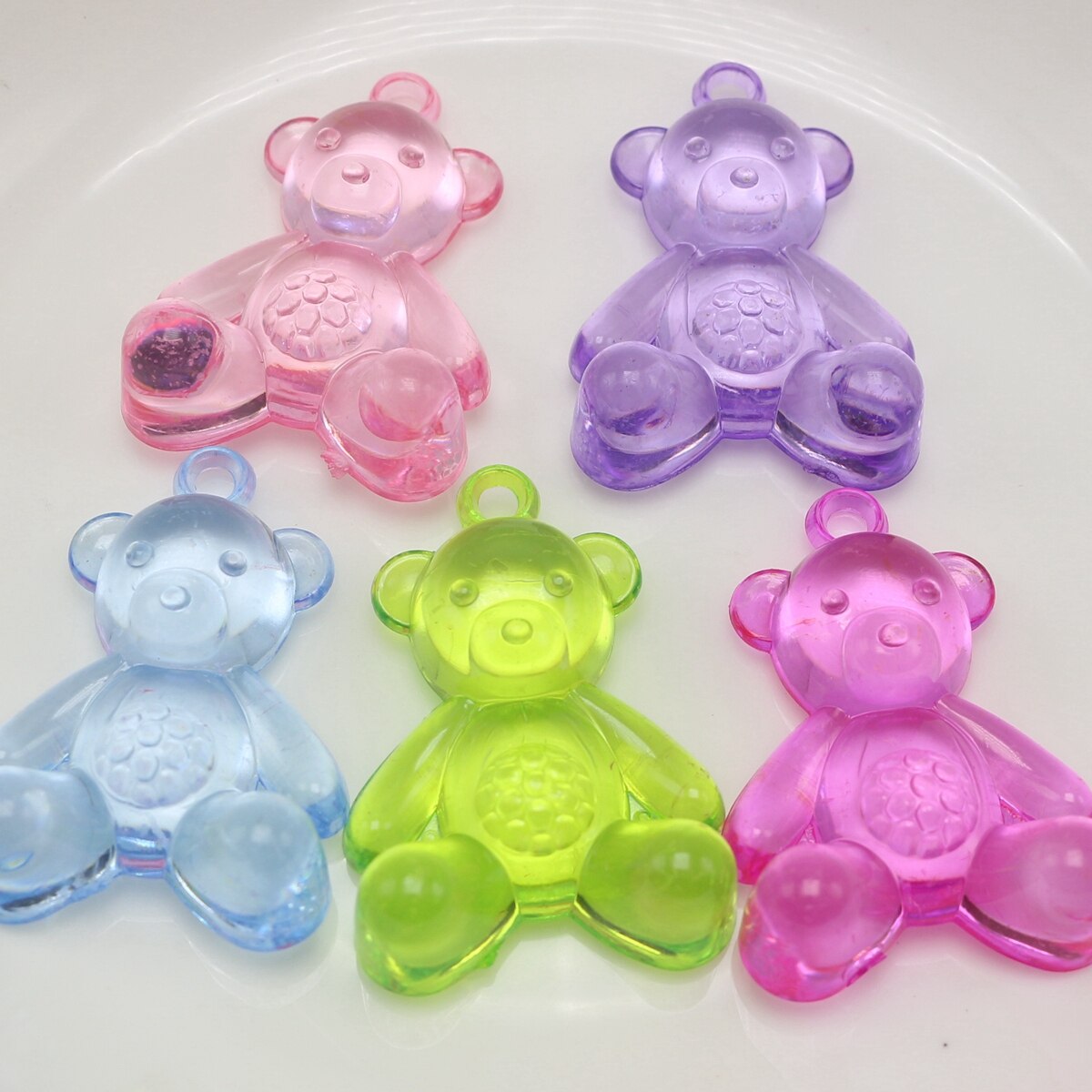 10 Transparent Acrylic Cute Cartoon Animal Pendants Various Charms Kids Craft: Bear Large