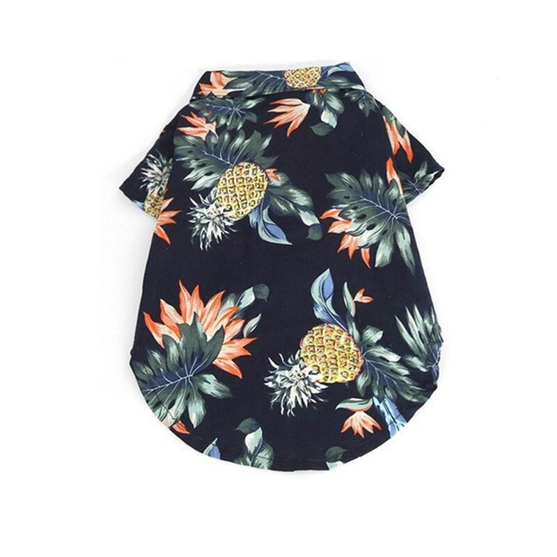 Kæledyr sommer printet skjorte, hund tynde korte ærmer kostume ananas mønster ananas blomster kortærmet hund kat bluse