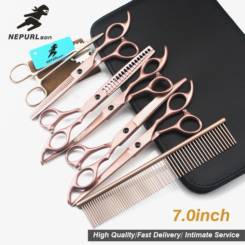 7.0inch pet grooming scissors set straight cut teeth cut fish bone scissors prt grooming