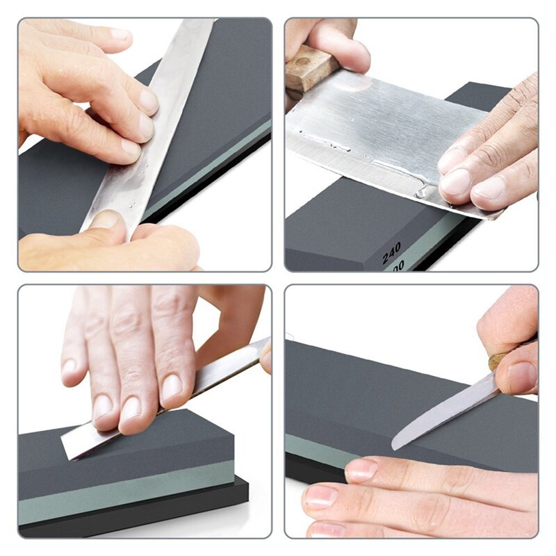 Whetstone 2-IN-1 Sharpening Stone 240/800 Grit Waterstone Knife Sharpener, Rubber Stone Holder Included & 2000/6000 Girt