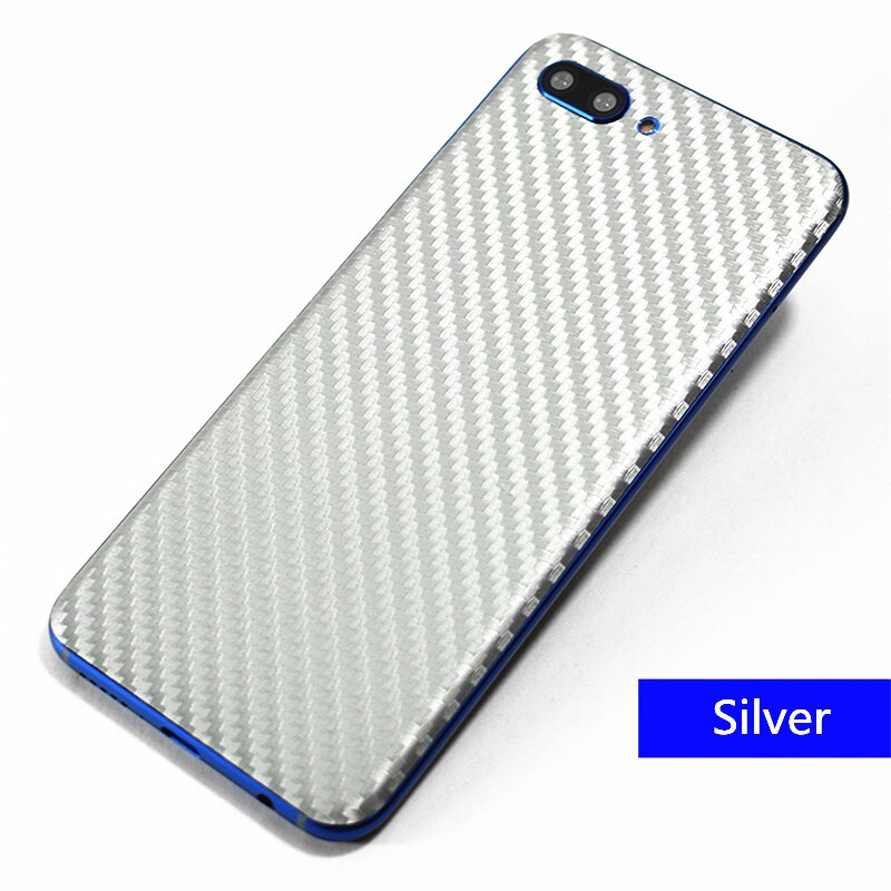 3D Carbon Fiber Body Sticker Skin Mobiele Telefoon Stickers Leer Patroon Film Voor Huawei Honor 10 Case Protector Back decal: silver