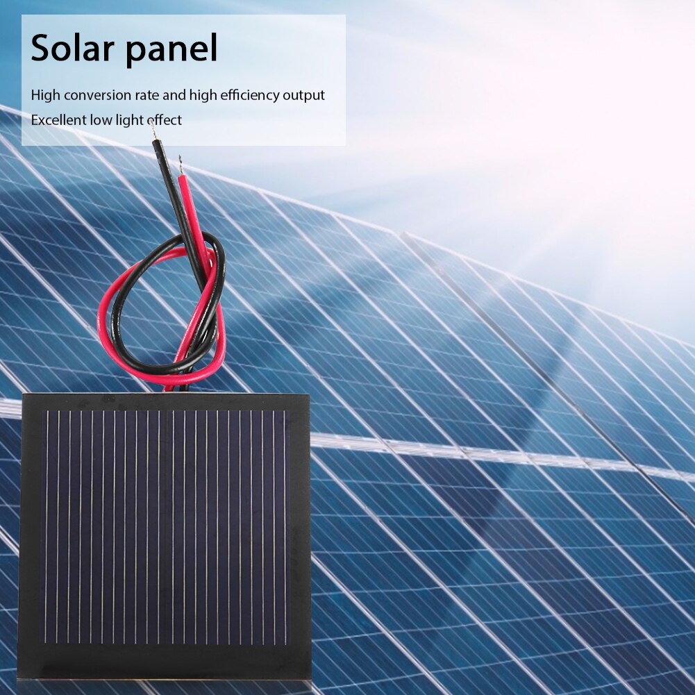 1V 200mA Mini Solar Panel Battery Polycrystalline Silicon Solar Cell +Cable/Wire 40x40mm 0.2W DIY for Solar Toy
