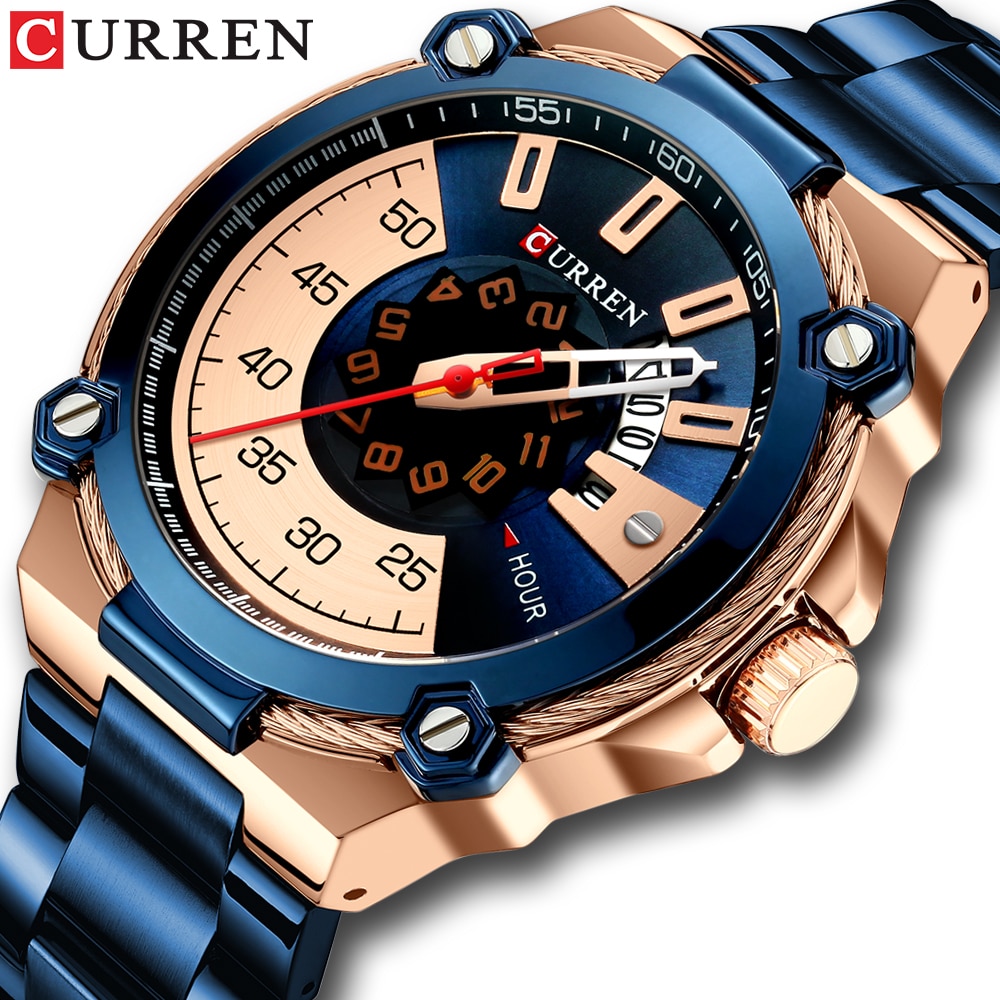 CURREN Horloges mannen Horloge Quartz Klok Mannelijke Mode Roestvrij Stalen Horloge met Auto Datum Causale Zakelijke Horloge