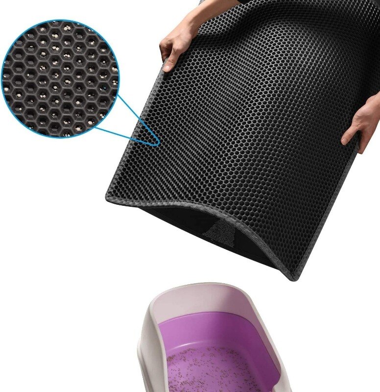 Cat Litter Mat Honeycomb Double Layer Waterproof Urine Proof Trapping Mat Litter Box Mat Easy Clean Scatter Control Litter Mats