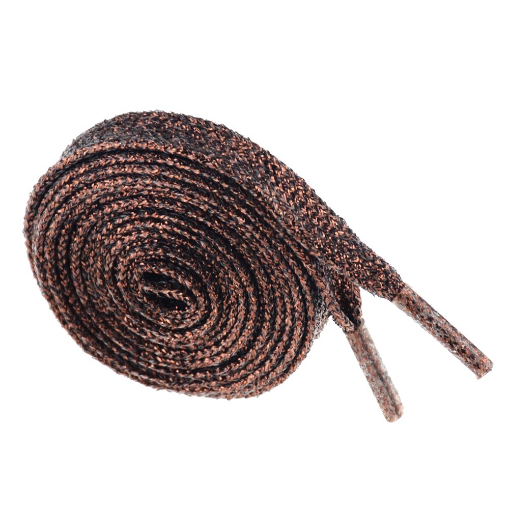 1 par färgglada man kvinnor skosnören sneakers metalliskt glitter glänsande guld skosnören silver platt sport löparsko snörning: 13 kaffe