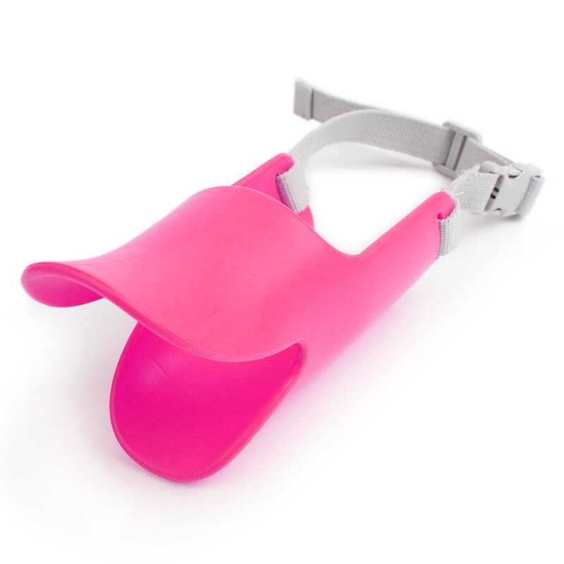 Adjusting Pet Dog Muzzle Silicone Duck Mouth Mask Muzzle Bark Bite Stop Small Dog Anti-bite Masks Pets Decoration: PINK / M