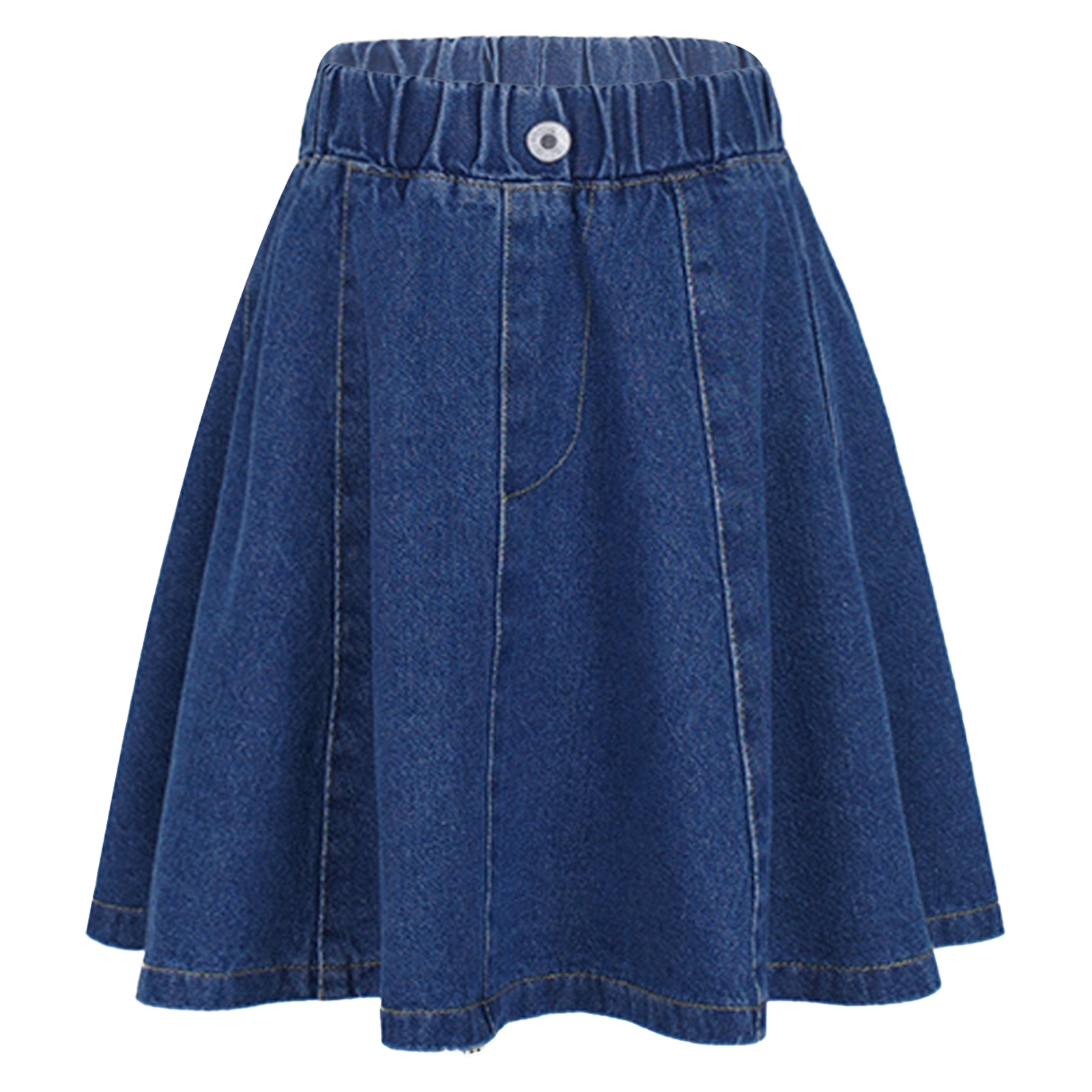 Kids Meisjes Rok Stijlvolle Kleding Elastische Tailleband Effen Kleur Knop Decor Taille Denim Rok Voor Meisjes Zomer Kostuums