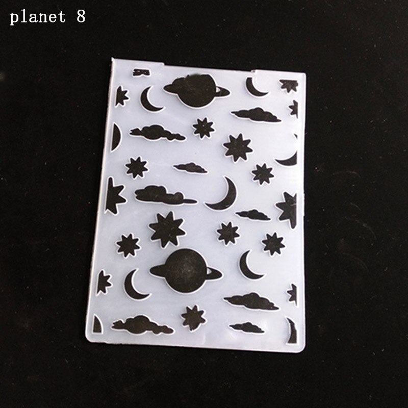 Handmaking Cards Making 1Pcs Transparent Embossing Formwork Concave-convex Photo Album Decor DIY Template 14.5*10.5CM Plastic: planet 8