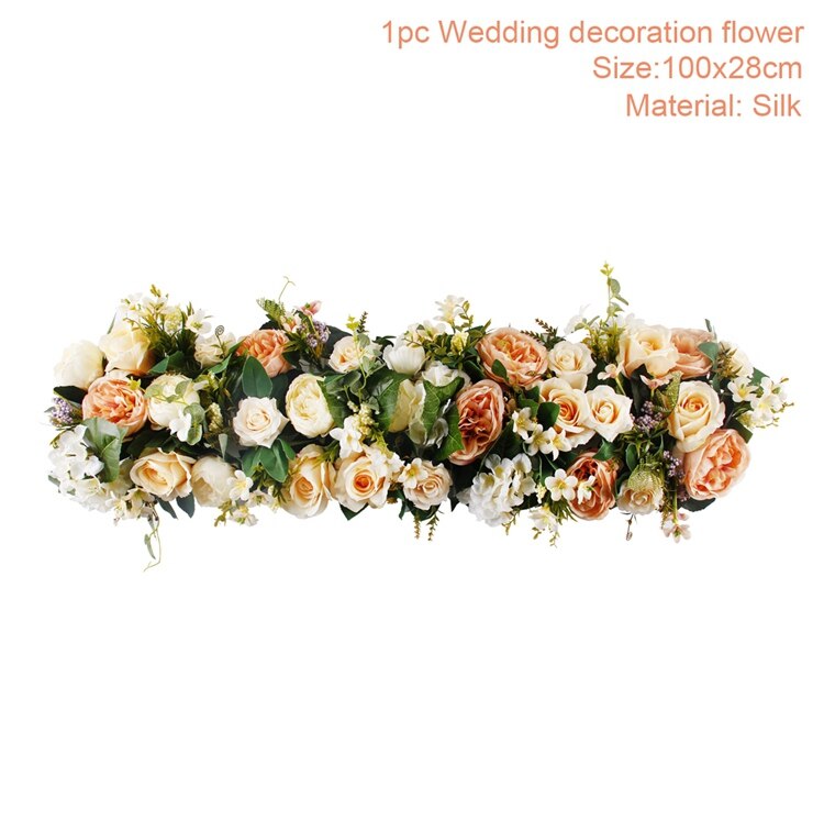 Kunstmatige Rose Bruiloft Bloemen Rose Pioen Hortensia Gebogen Deur Nep Bloem Decoratieve Rij Venster t-station bruiloft decoratie: Artificial Flowers 3