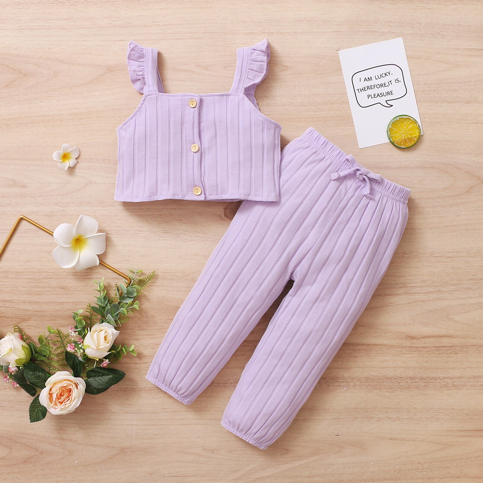 Toddler Girls Clothes Set Summer Sleeveless Solid Vest Tops+pants Girls Cotton Sports Outfits Kids Clothing Ropa