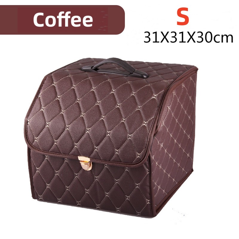 Boîte de rangement de coffre de voiture, grande capacité, sac de rangement d'outils multi-usage automobile, rangement pliable en cuir pour boîte de rangement d'urgence: YELLOW