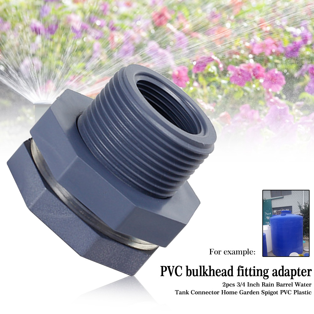 2 st pvc plast vattentank kontakt adapter jord 3/4 tum regnfat invändig gänga skottbeslag hem tätning trädgård tapp