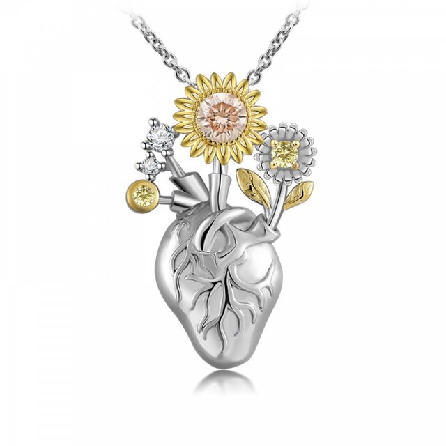 collier femme bijoux femme bijoux femme luxe Collier en forme de cœur pour femmes, joli pendentif en forme de tournesol, couleur, d&#39;anniversaire pour femme: Default Title