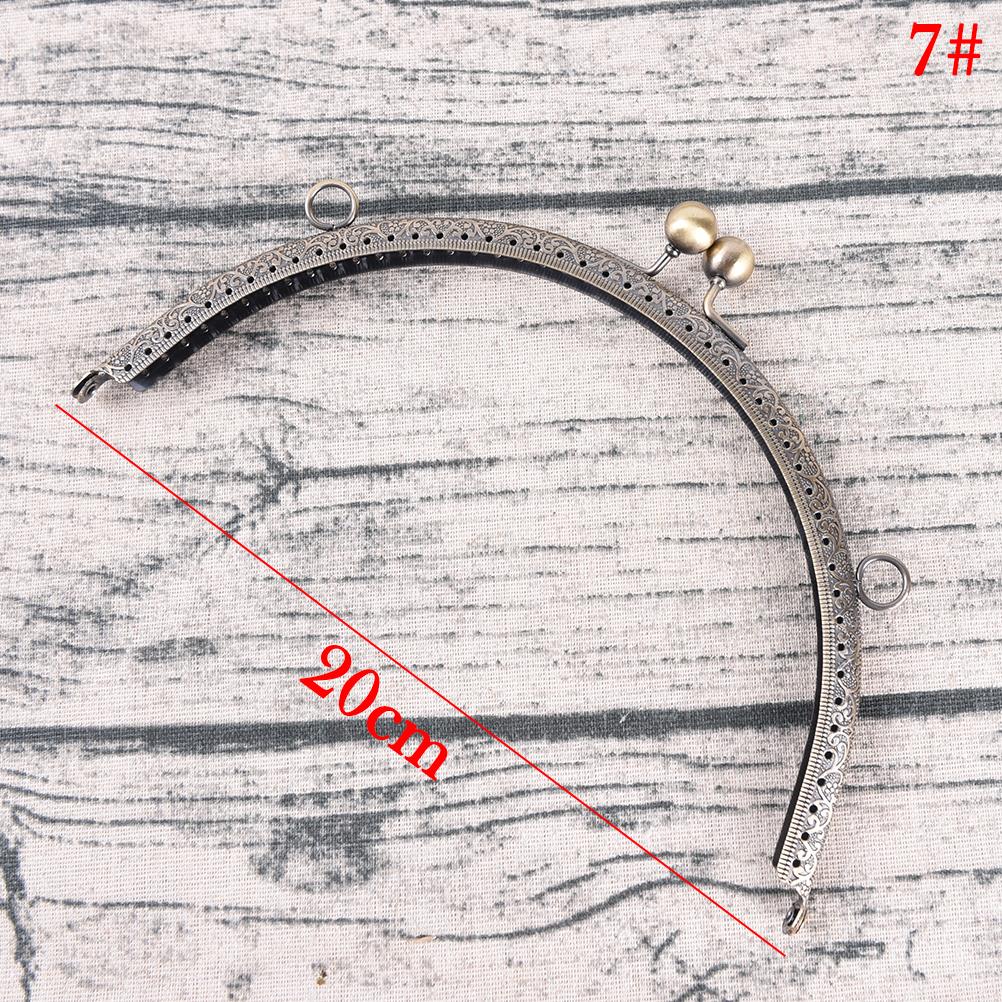 DIY 20cm Antique Brass Metal Purse Frame Ring Kiss Clasp Handle For Bag Craft Bag Making Sew Handbag Accessories: N7