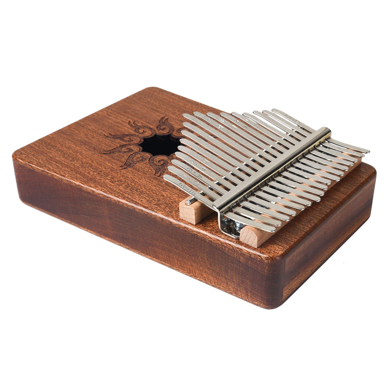 17-Tone Kalimba Thumb Piano Flame Pattern Pine Wood Musical Instrument with Learning Book Tune Hammer Kalimba 17Keys