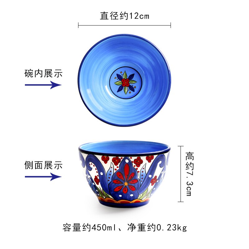 Tableware Ceramic Dinner Plate Set Dish 8/10 Inch Porcelain Cute Dessert Plate Dinnerware Hand Painted Square Western Plate: Bowl