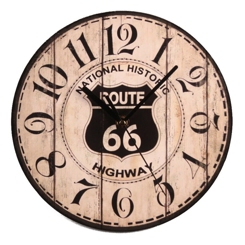 Vintage Wall Clock Round Silent Clocks Wall Mounted Wooden Carfts Art Decor