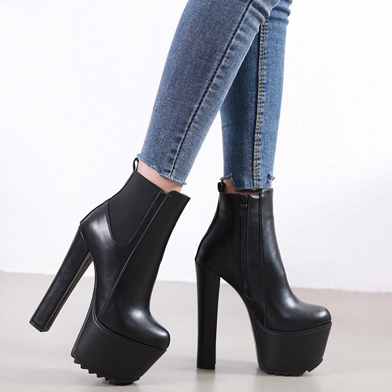 bottes hautes escarpins femme sexy chaussure a talon femme botte a talons femme chaussure hiver femme Comemore – bottines Chelsea à talons hauts de 16cm pour femme, chaussures d&#39;hiver élégantes,
