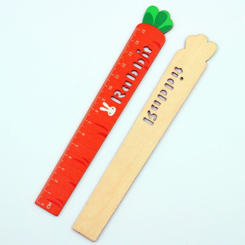 Skarkbang 15cm Kawaii Carrot Wooden Straight Ruler Maths Geometry Cute School Stationery Supplies