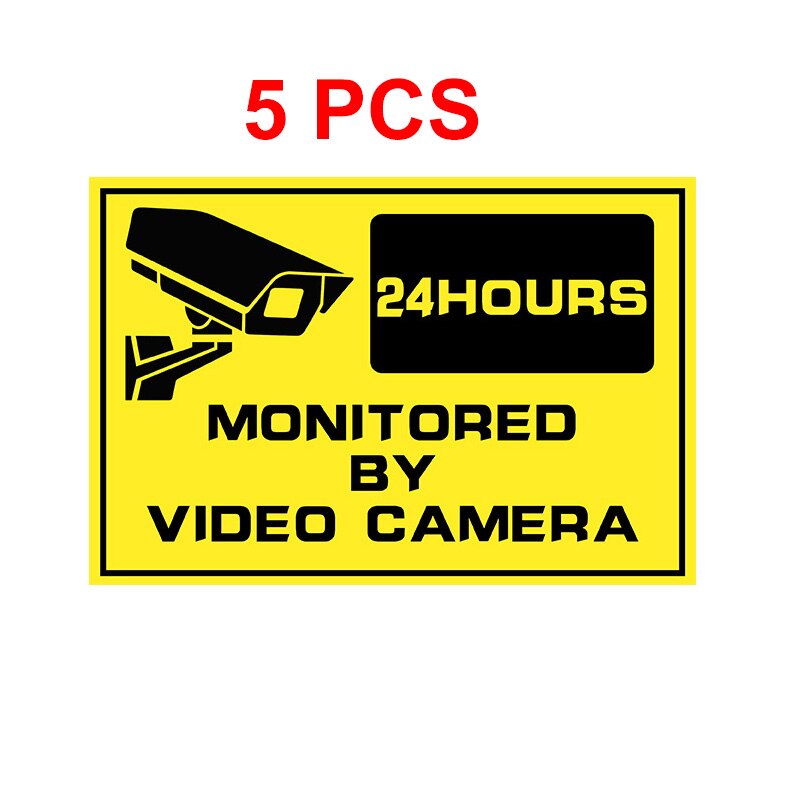 Vidéosurveillance étanche à domicile | Vidéosurveillance, caméra de sécurité, autocollant d'alarme à domicile, signes d'avertissement, autocollants: 5PCS Type B