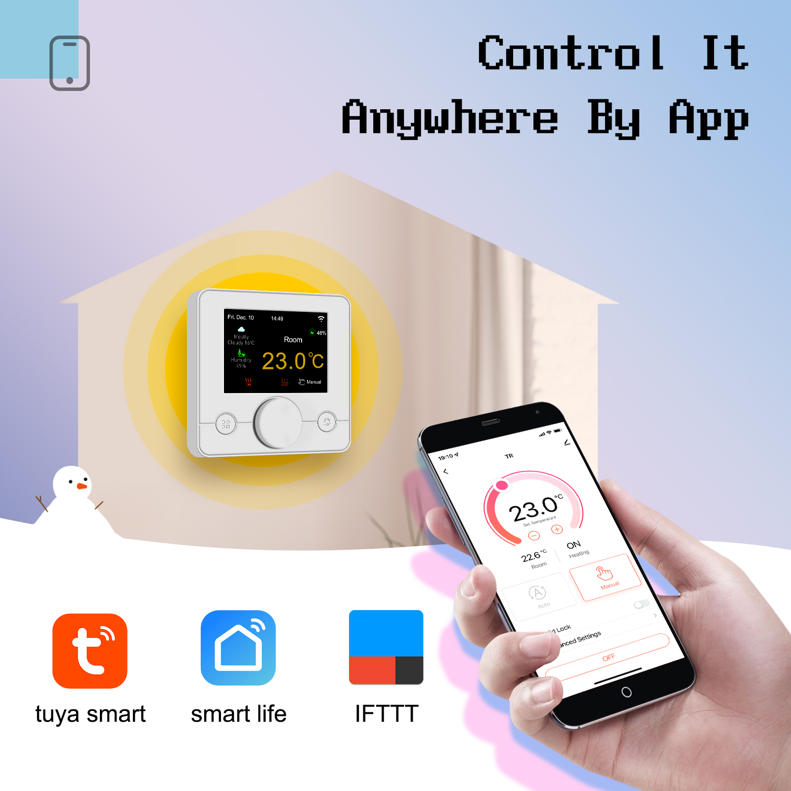 Beok Tuya termostato intelligente regolatore di temperatura Wifi per riscaldamento caldaia acqua/gas schermo colorato funziona con Alexa Google casa