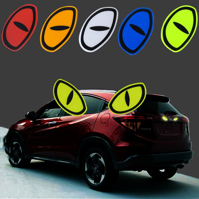 2pcs Car Reflective Strip Stickers Cat Eyes Anti-collision Warning Mark For Motorcycle Styling Decoration Decal Driving Safety