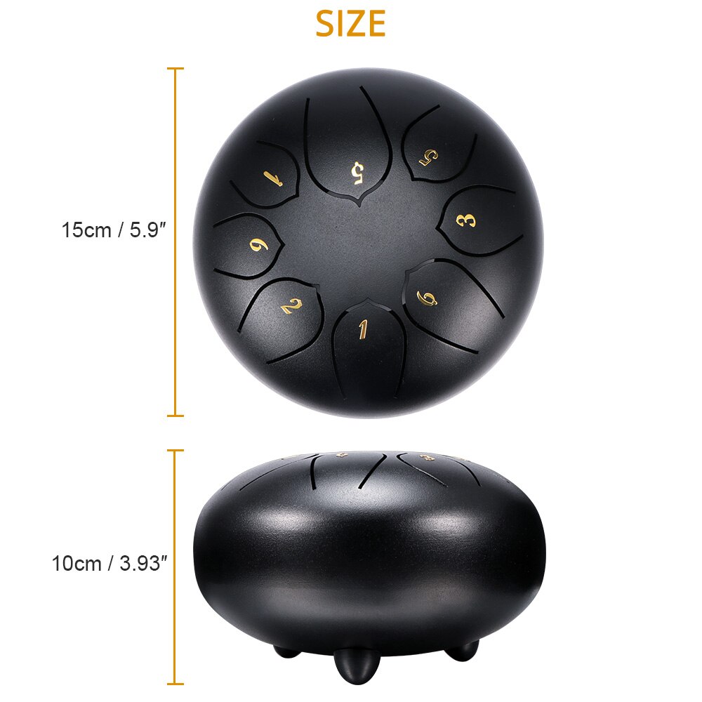 Tongue Drum 6 Inch Steel Tongue Drum 8 Tune Hand Pan Drum Tank With Drumsticks Carrying Bag Percussion Instruments Accessories