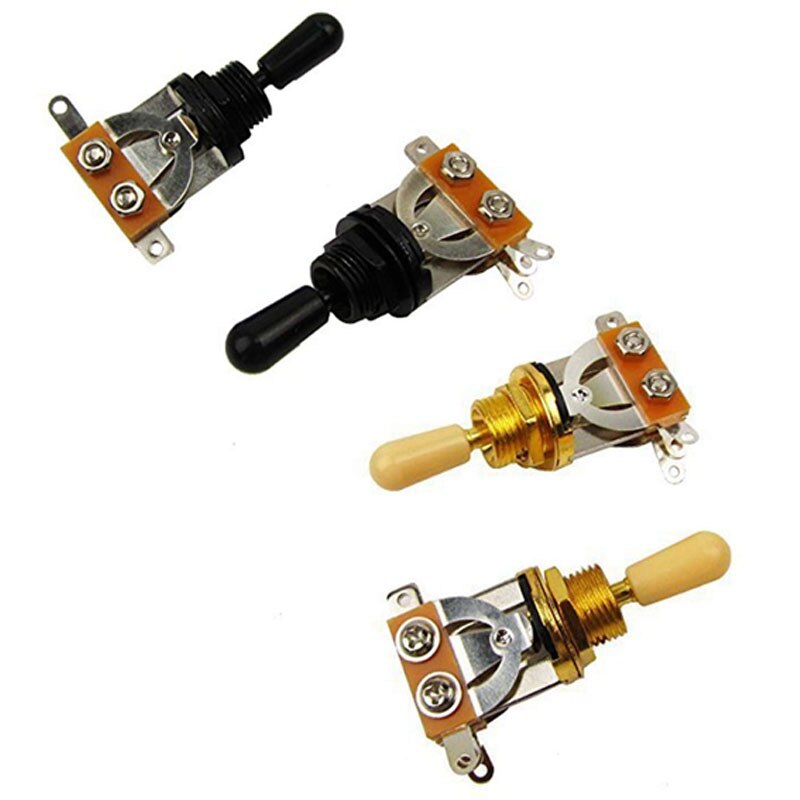 4x Metric 3 Manier Korte Rechte Gitaar Schakelaar Pickup Selector Gold & Beige/Zilver En Zwart