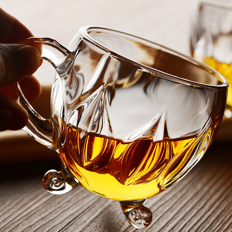 210ml kristallglas te kaffe vatten kopp transparent kopp hem mjölk blomma te juice glas koppar mugg med handtag för
