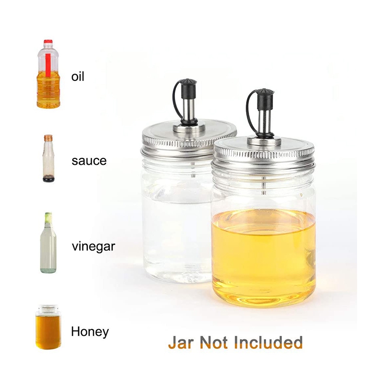 2 Pcs Regelmatige Mond Mason Jar Schenktuit Deksels Met Caps Voor Olijfolie Cocktail Dispenser En Salade Dressing Shaker