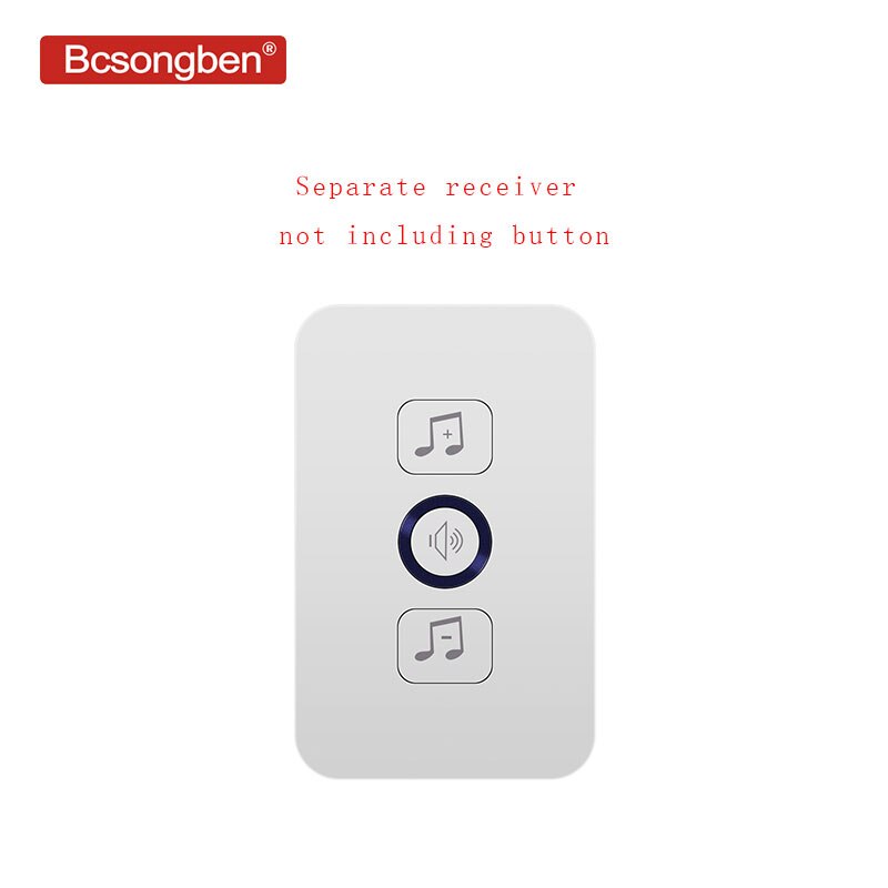 Bcsongben wireless waterproof doorbell 1 button 1 receiver 300M remote control smart home hotel wireless door ring US plug: Receiver alone / US