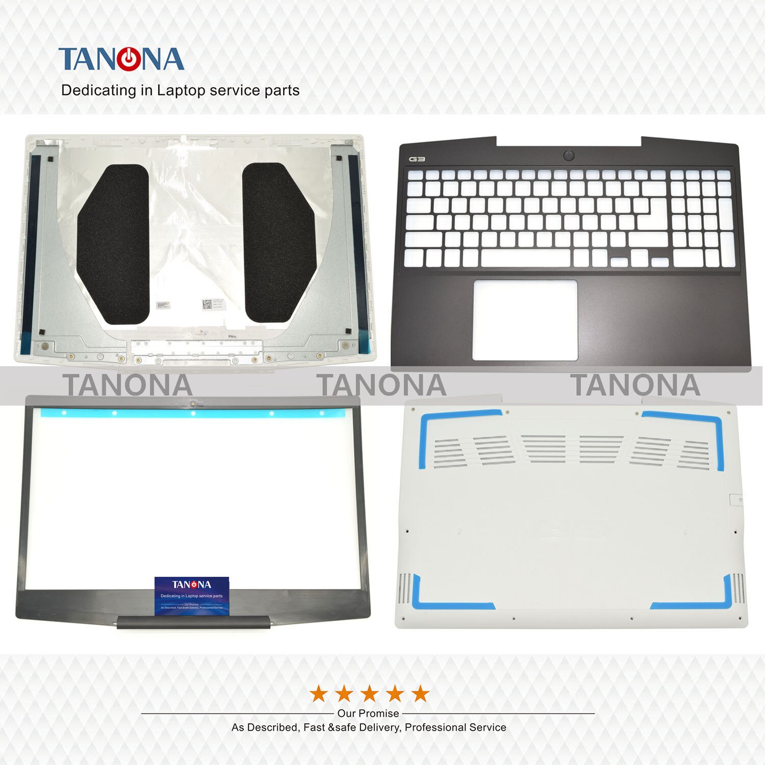 Orig 03 hkfn 07 md 2f 0 p 0 ng 7 0 cr 5 x 8 blanc pour dell inspiron  g3 15 3590 couvercle arrière supérieur et cadre et repose-poignets clavier et bas et charnières et vis