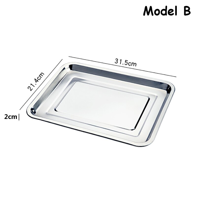 Restaurant Food Tray Stainless Steel BBQ Roast Fish Dishes Chinese Kitchen Steamed Food Plate Baking Bread Snack Food Container: Model B