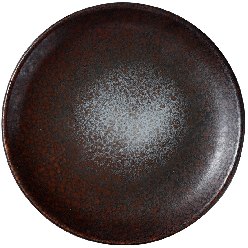 Plato de cerámica Retro , plato de cubiertos Vintage japonés, disco coreano, plato de comedor para el hogar, platos de frutas, vajilla Balck 1249