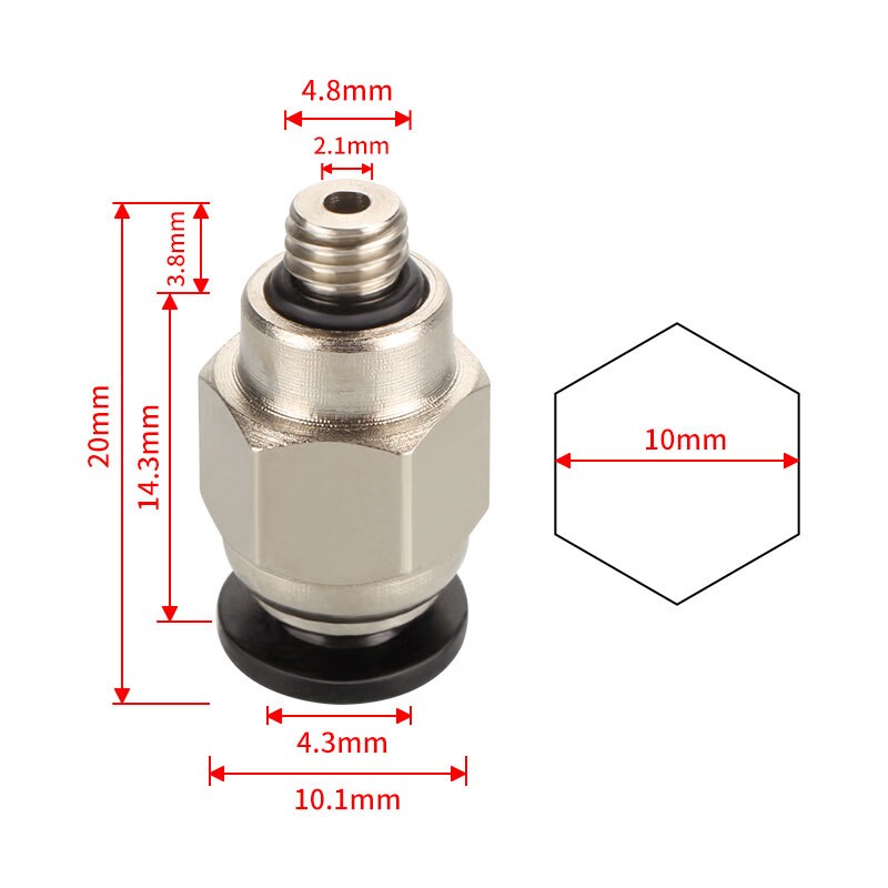 Encaixes pneumáticos do conector da impressora 3d PC4-01 PC4-M5 PC4-M6 diâmetro 4mm ptfe tubo conector do acoplador rápido conector pneumático: 2PCS / PC4 M5