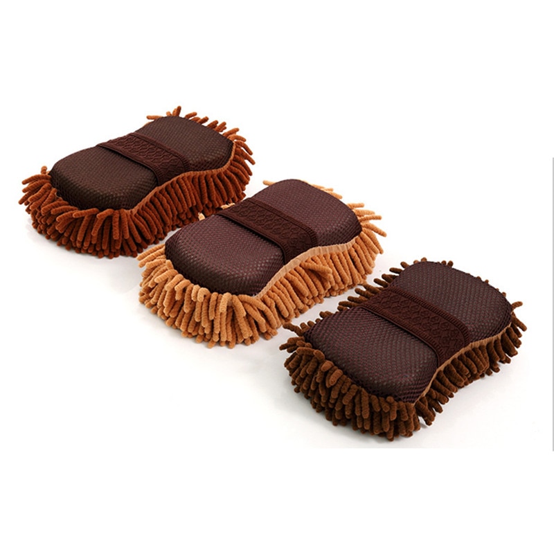 Carsun Microfiber Car Washer Sponge Cleaning Car Care Detailing Brushes Washing Towel Auto Gloves Styling Accessories: coffee